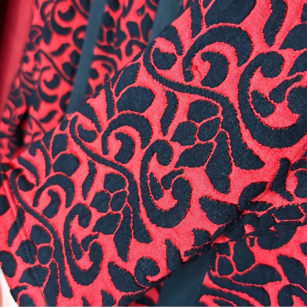 Christopher and Banks Elegant Red and Black Long Sleeve Dress Sz 14 - Picture 8 of 12